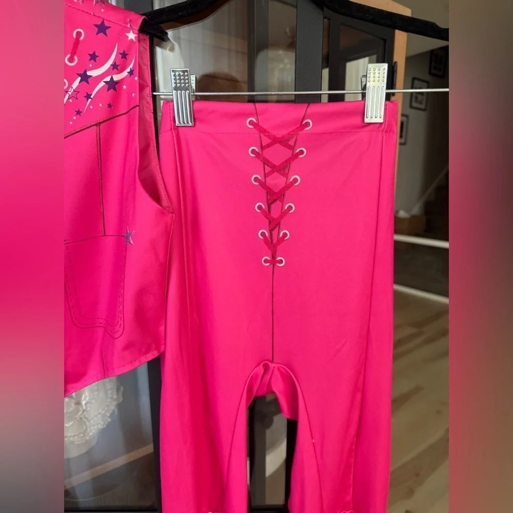 Barbie Movie western costume margot robie girls set flare pants vest top cowgirl